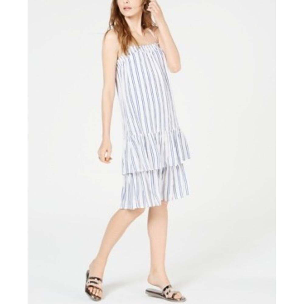 MICHAEL Michael Kors Striped Drop Waist Dress Blue White Womens Large MSRP $140